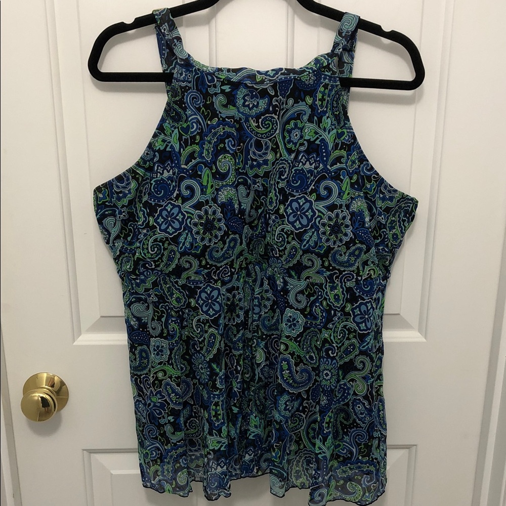Paisley Halter Swim Cami in Blue & Green